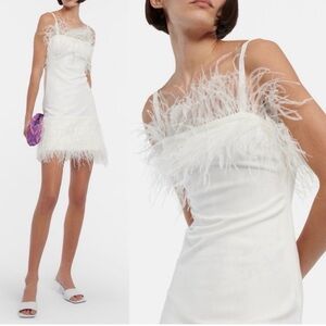 Staud Etta Feather Trimmed Mini Dress XS